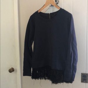 j crew navy fringe sweatshirt